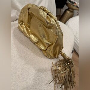 Rebecca Minkoff Gold Metallic Clutch with Tassel